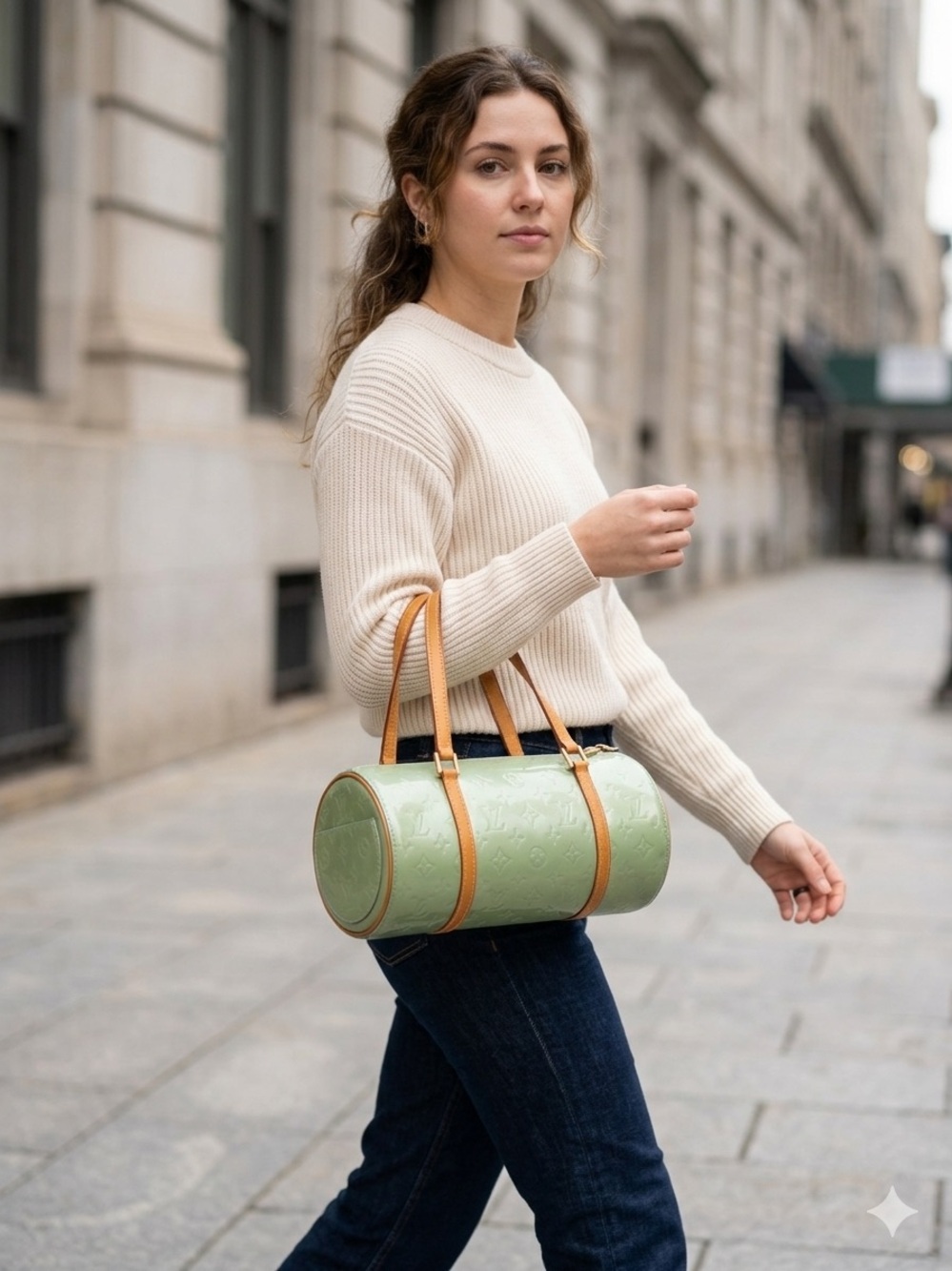 Louis Vuitton Vernis Bedford Pistachio Green Patent Leather Bag Authentic